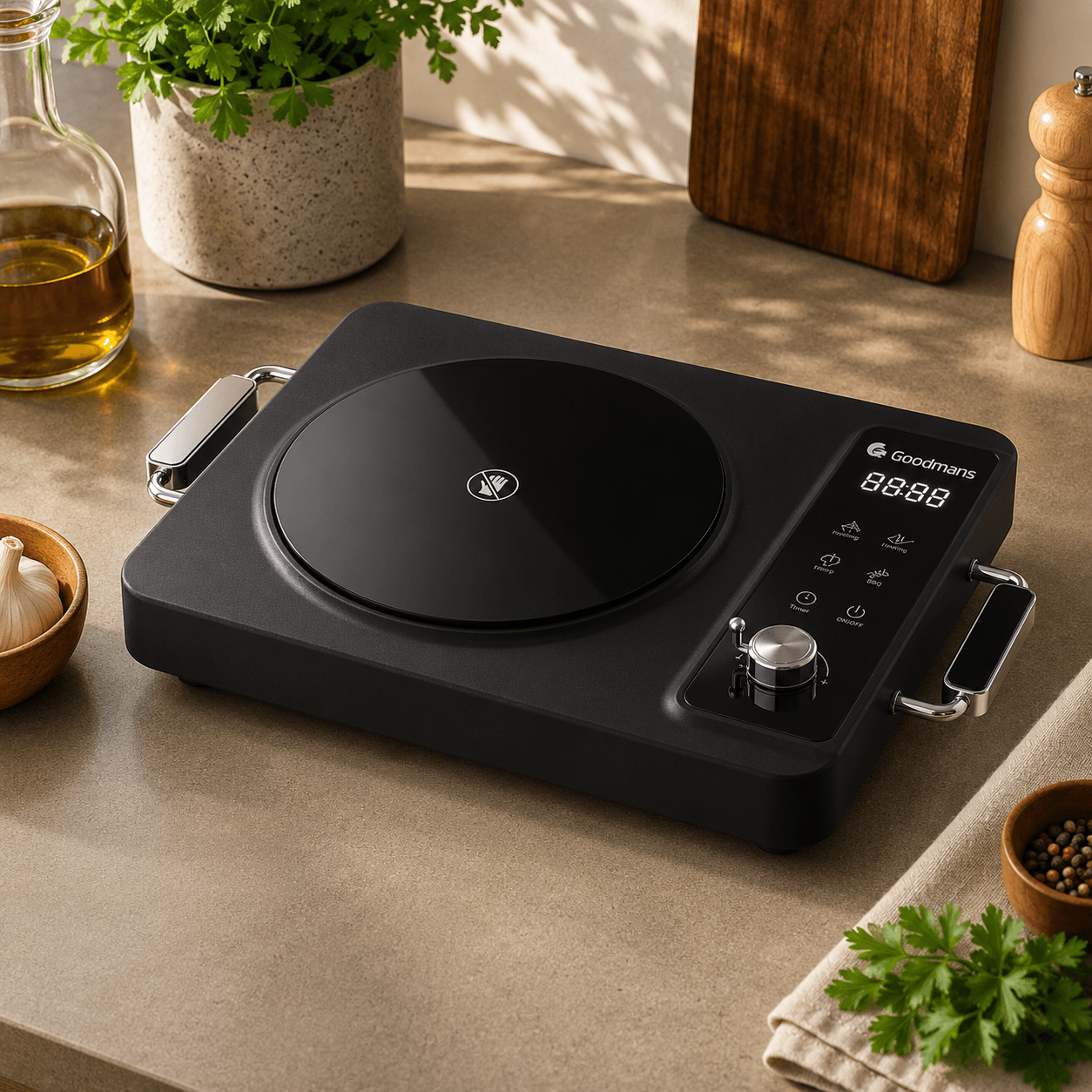 Goodmans 2200W Sleek Infrared Cooktop (Midnight Black)